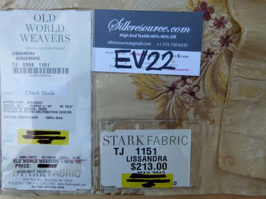 10 Ev22 Scalamandre Special Pieces Lisandro Gingembre Silk Damask With Embroidery