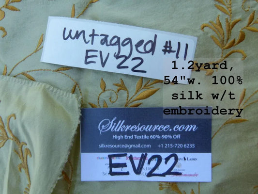 31 Ev22 Scalamandre Special Pieces 1.2yard Green Background With Gold Accents 100% Silk With Embroidery
