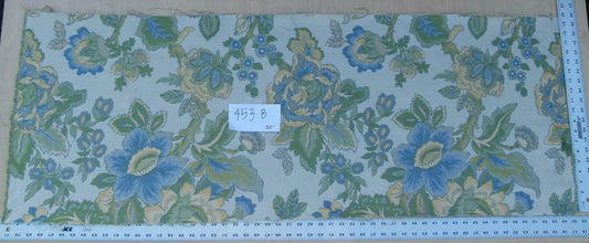 0.6 Yards Young Lampas Blue Green Tree Peony Viscose 453b