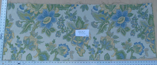 0.6 Yards Young Lampas Blue Green Tree Peony Viscose 453c