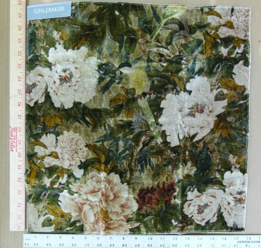 By Yard Gp & J Baker Oriental Garden "mole" Green Floral Bird Italian Velvet MSRP USD 450/Y