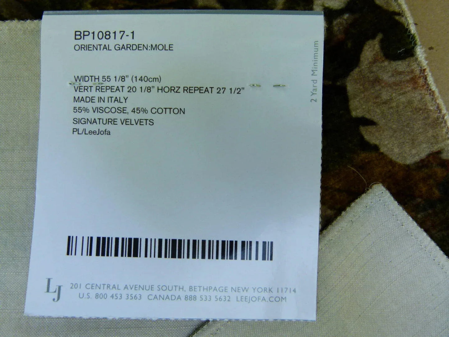 By Yard Gp & J Baker Oriental Garden "mole" Green Floral Bird Italian Velvet MSRP USD 464/Y