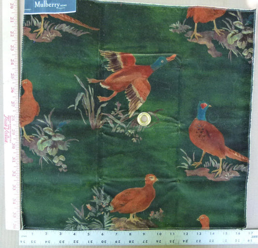 By Yard Lee Jofa Mulberry Home Game Show Emerald Green Velvet Duck Bird Waterfowl MSRP USD 458/Y