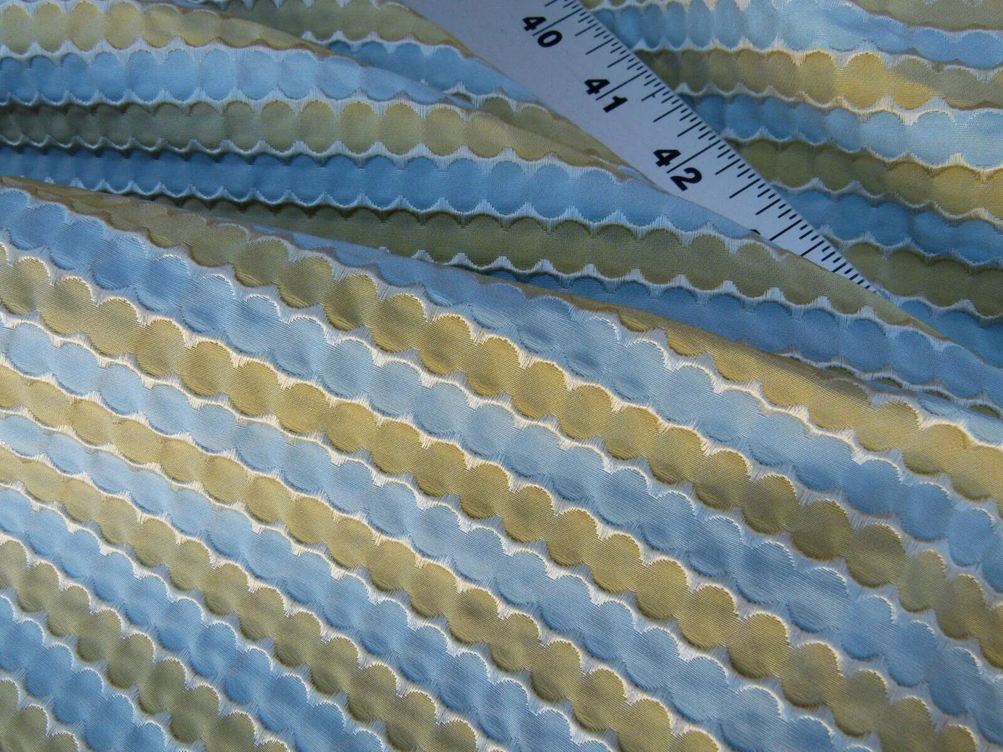 By Yard Scalamandre Oland Blue Chartreuse Fr Old World Weavers Stripe Silk MSRP USD 130/Y