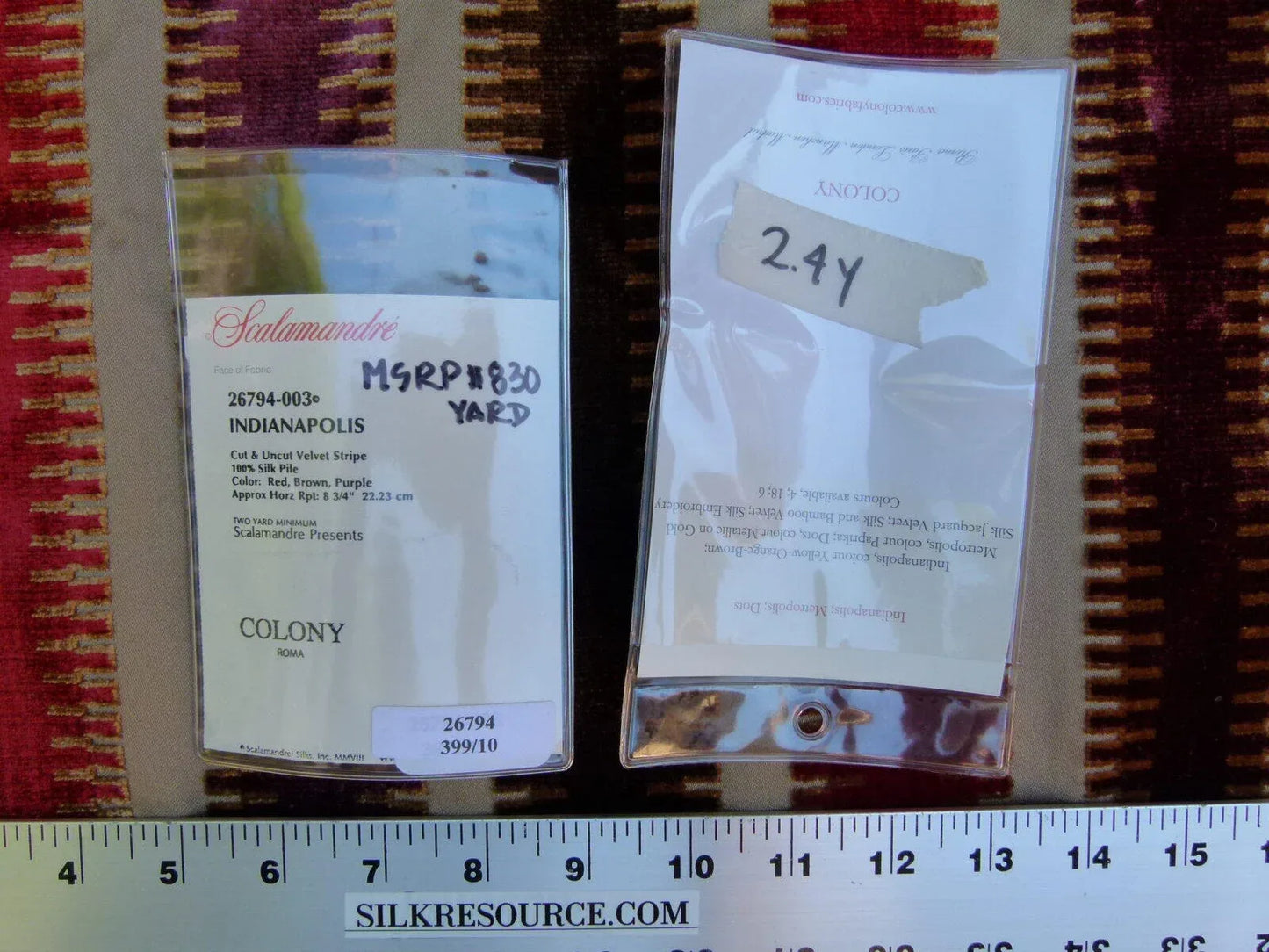 2.4y Scalamandre Colony Indianapolis Silk Velvet Cut Velvet Burnt Raspberry Red Purple Brown Chocolate MSRP USD 830/Y!#1