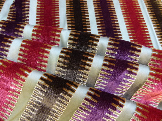 2.4y Scalamandre Colony Indianapolis Silk Velvet Cut Velvet Burnt Raspberry Red Purple Brown Chocolate MSRP USD 830/Y!#2