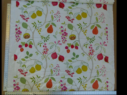 By Yd Kravet Couture Eden Orchard Floral Pom Lemon Strawberry Pear Tropical Embroidery MSRP USD 378/Y
