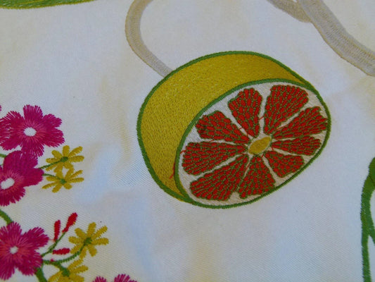 By Yd Kravet Couture Eden Orchard Floral Pom Lemon Strawberry Pear Tropical Embroidery MSRP USD 378/Y