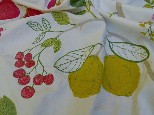 By Yd Kravet Couture Eden Orchard Floral Pom Lemon Strawberry Pear Tropical Embroidery MSRP USD 378/Y