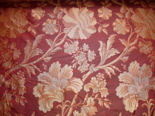 By Yd 100%silk Lampas Mythical Huge Tree Of Life Redwood Red Gold Beige MSRP USD 200+/Y 507 Redwood