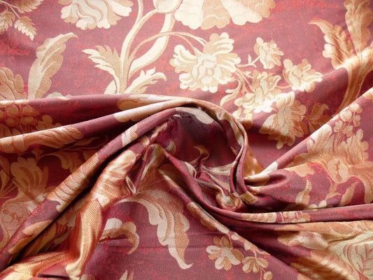 By Yd 100%silk Lampas Mythical Huge Tree Of Life Redwood Red Gold Beige MSRP USD 200+/Y 507 Redwood