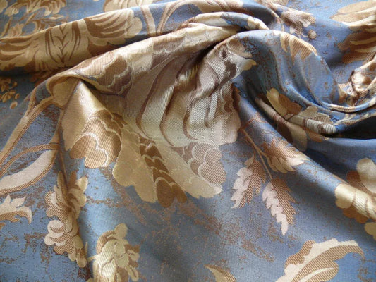 By Yd 100%silk Lampas Mythical Huge Tree Of Life Empire Blue Yellow Brown MSRP USD 200+/Y 507 Empire