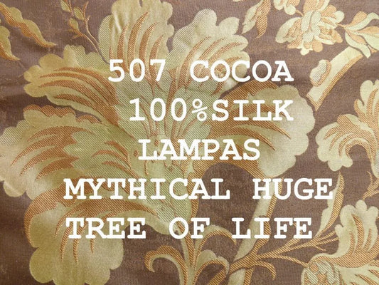 By Yd 100%silk Lampas Mythical Huge Tree Of Life Cocoa Brown Beige MSRP USD 200+/Y 507 Cocoa