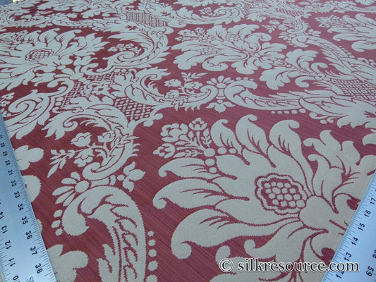 Scalamandre Layton Castle Peach Strie Cotton Damask Renaissance Classic Red MSRP USD 454/Y
