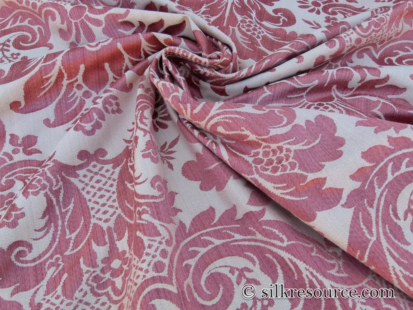 Scalamandre Layton Castle Peach Strie Cotton Damask Renaissance Classic Red MSRP USD 454/Y