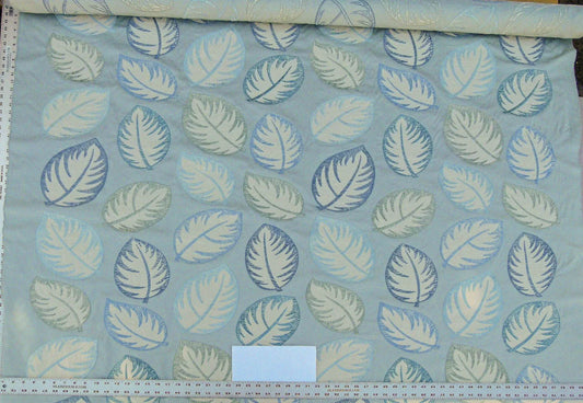 Scalamandre Palmer Aqua Applique And Embroidery Leaves Pattern Blue by Hinson MSRP USD 367/y