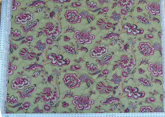 Scalamandre Old World Weavers Padma Peridot Cherry Red Green Palampore Linen 9 Screen Jacobean Print MSRP USD 296