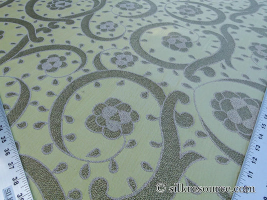 Scalamandre Suleyman Iznik Turkish Celery Green Yellow Silk Lampas MSRP USD 400/yard