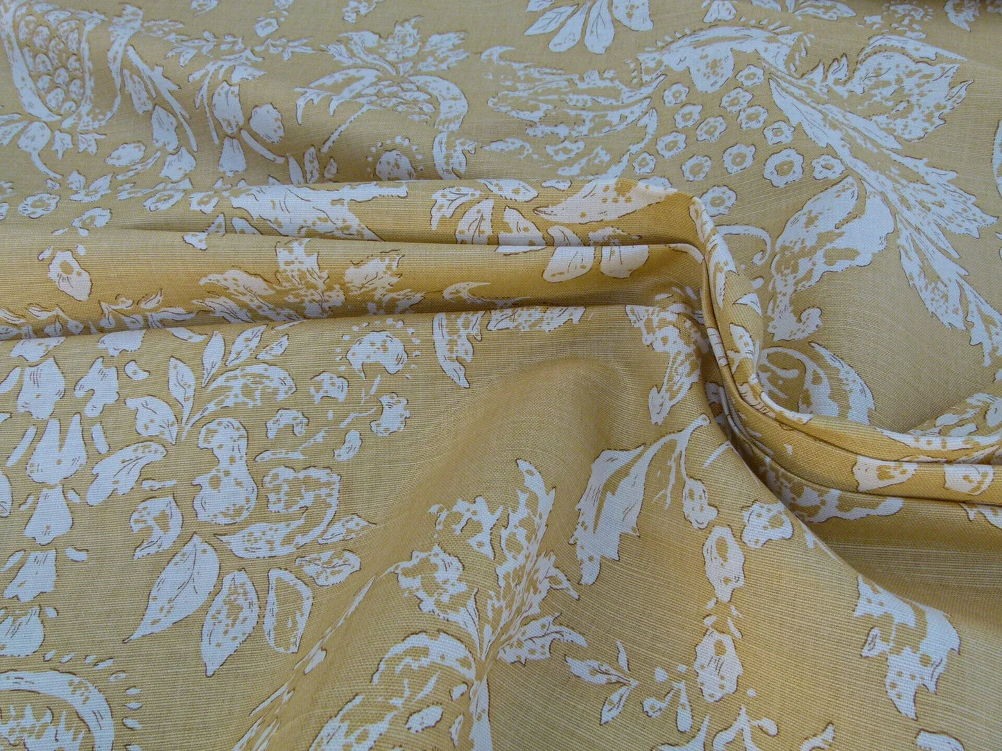 Scalamandre Padua Deep Yellow/ecru Classic Pomegranates Hand Printed Linen in U.S. MSRP USD 174/y