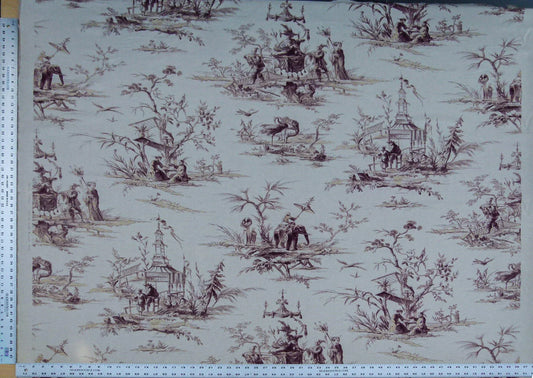 Scalamandre Voyage En Chine Print Mauve Chinoiserie Asian Garden Elephant Brown Beige MSRP USD 388