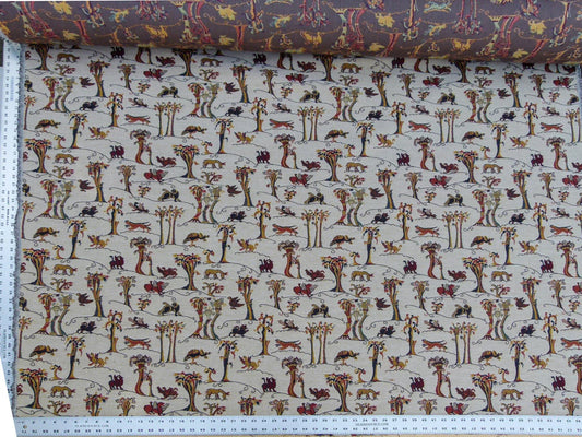 Scalamandre Mathilde Creme Medium Duty Upholstery Design Animal Griffon Leopard Donkey Toucan Shell Beige MSRP USD 332