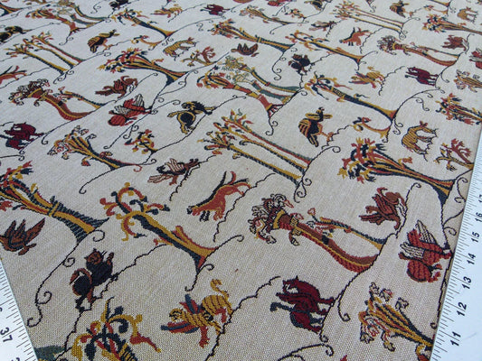 Scalamandre Mathilde Creme Medium Duty Upholstery Design Animal Griffon Leopard Donkey Toucan Shell Beige MSRP USD 332