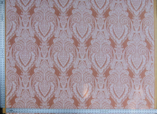 Scalamandre Harwich Port Kumquat Outdoor Classic Damask Old World Weavers Orange & White MSRP USD 270/Y
