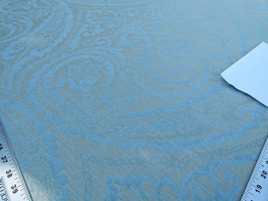 Scalamandre Old World Weavers Blanchisserie Powder Blue Linen Paisley Jacquards Woven MSRP USD 228/y