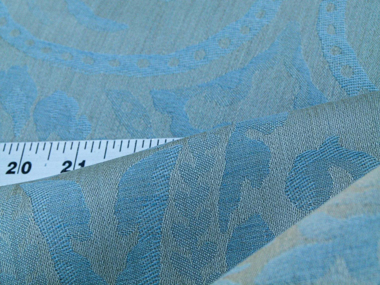 Scalamandre Old World Weavers Blanchisserie Powder Blue Linen Paisley Jacquards Woven MSRP USD 228/y