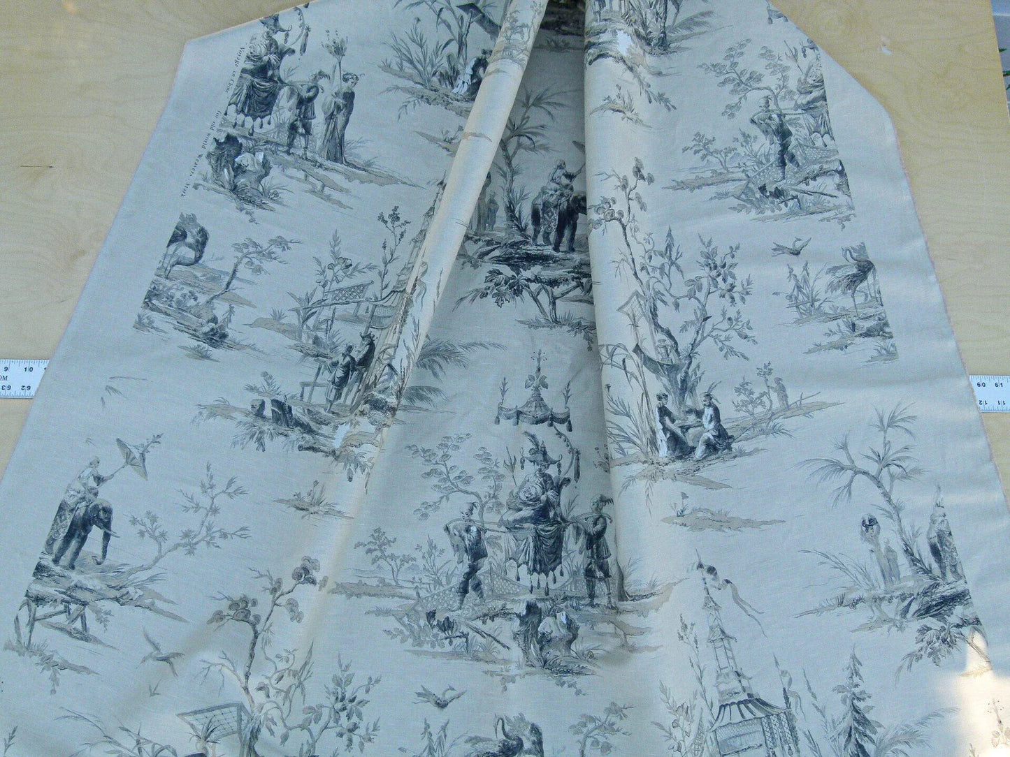 Scalamandre Voyage En Chine Print Black Chinoiserie Asian Garden Elephant MSRP USD 388/yd