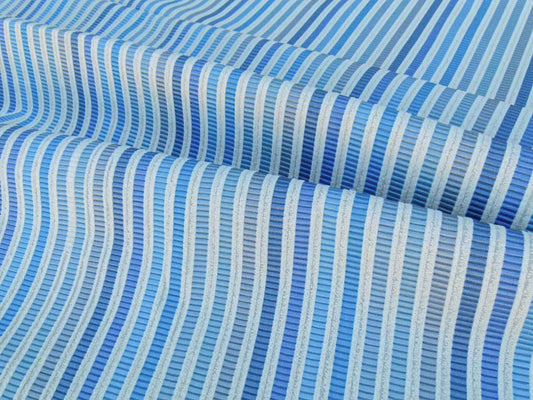 Scalamandre Clyfford Stripe Silk - Ivory/Blue White