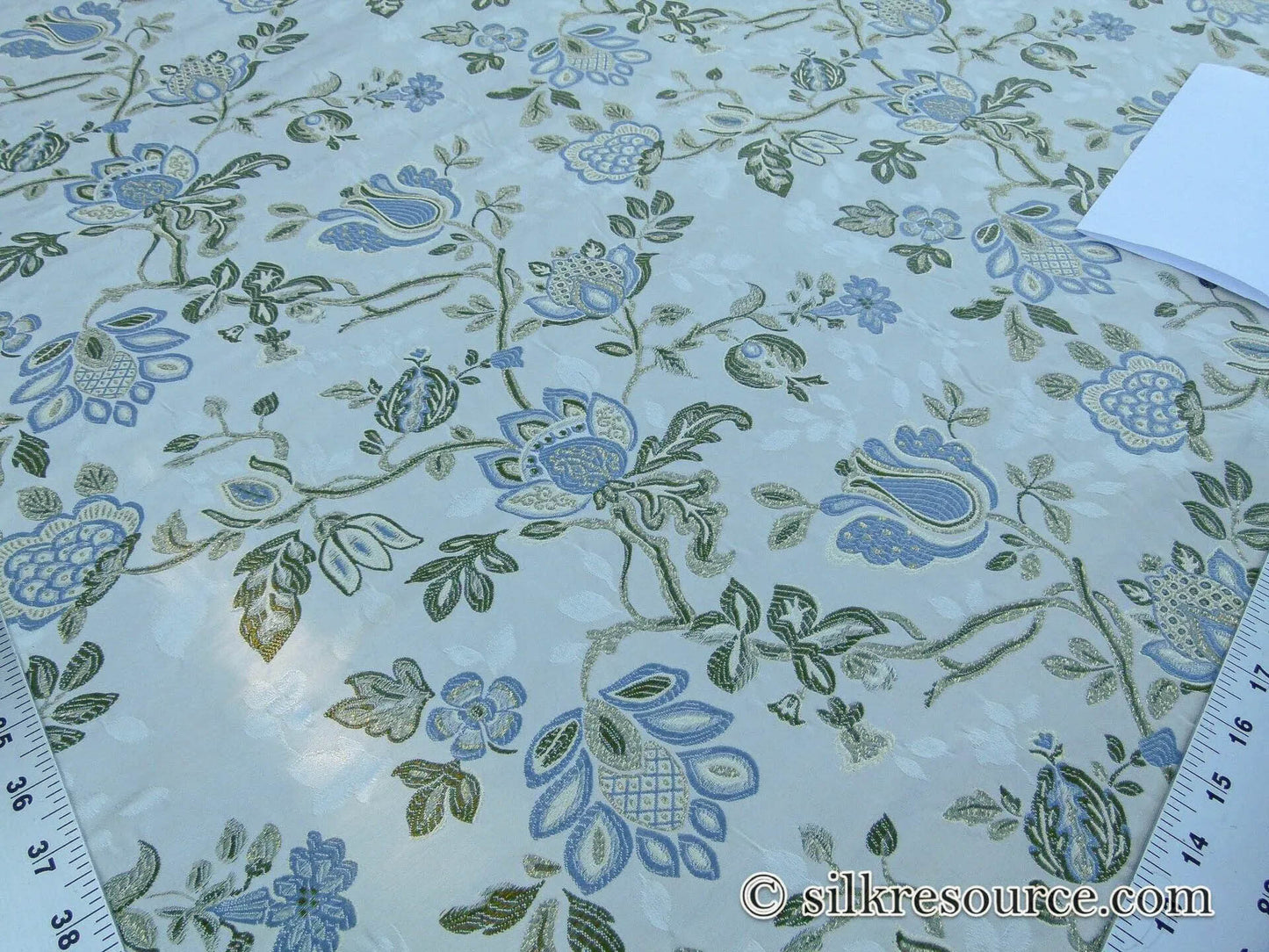 Scalamandre Adamella II Custom Ecru/blue Classic Garland Lampas Blue Cream White Gold Metal! MSRP USD 600+/Y