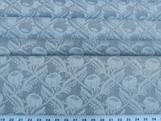 Scalamandre Boutonniere Driftwood Gray Blue Renaissance Small Scale Berry Pomegranate Jacquard Cotton Linen MSRP USD 402/y