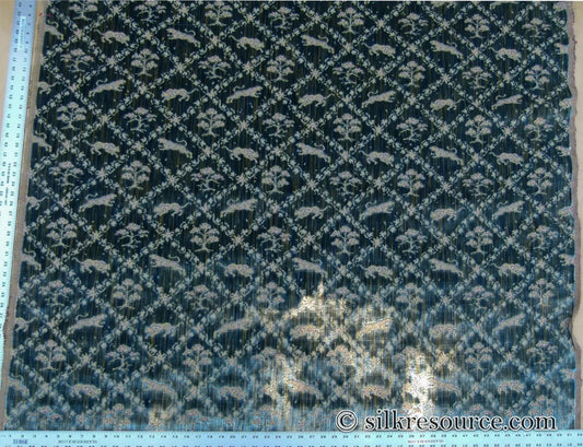 Scalamandre Santini Green Blue Silk Velvet Lion Animal Leopard Forest MSRP USD 882/y