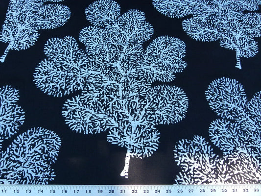 Scalamandre Bay Coral Black White Coral Reef Ocean On Solid-colored Ground Reverse Print 100% Linen MSRP USD 214