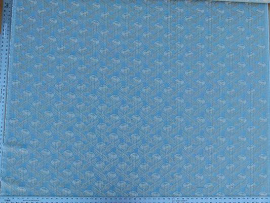 Scalamandre Boutonniere Powder Blue Renaissance Small Scale Berry Pomegranate Jacquard Cotton Linen MSRP USD 402/y