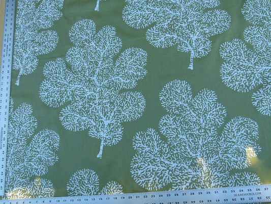 Scalamandre Bay Coral Green White Coral Reef Ocean On Solid-colored Ground Print 100% Linen MSRP USD 214