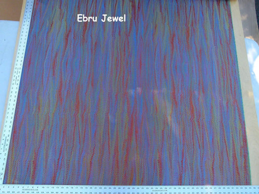 Scalamandre Ebru Silk Weave Jewel Marbled Paper Silk Jacquard Texture Orange Blue Purple Red MSRP USD 424