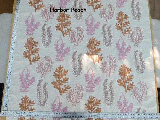 Scalamandre Harbor Peach Seaweeds Ocean Plants Coral Reef Embroidery Linen MSRP USD 288