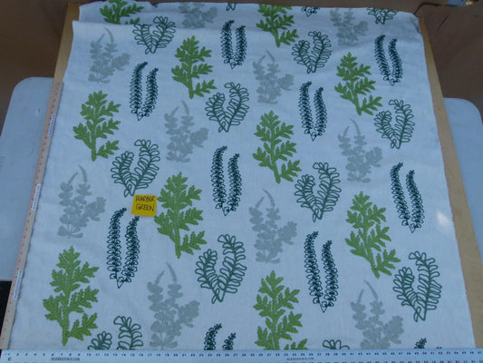 Scalamandre Harbor Green Seaweeds Ocean Plants Coral Reef Embroidery Linen MSRP USD 288