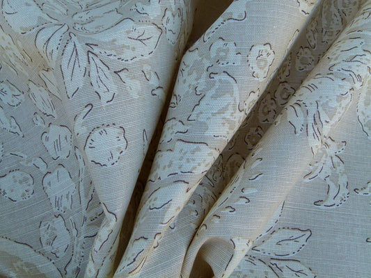 Scalamandre Padua Beige/ecru Classic Pomegranates Hand Printed Linen in U.S. MSRP USD 174/y