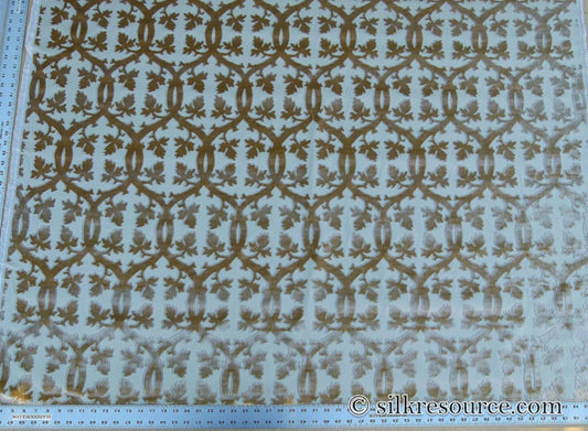 Scalamandre Falk Manor House Beige On Ivory Timeless Silk Cut Velvet Botanical Pattern MSRP USD 498/y