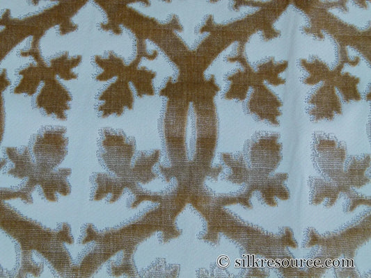 Scalamandre Falk Manor House Beige On Ivory Timeless Silk Cut Velvet Botanical Pattern MSRP USD 498/y