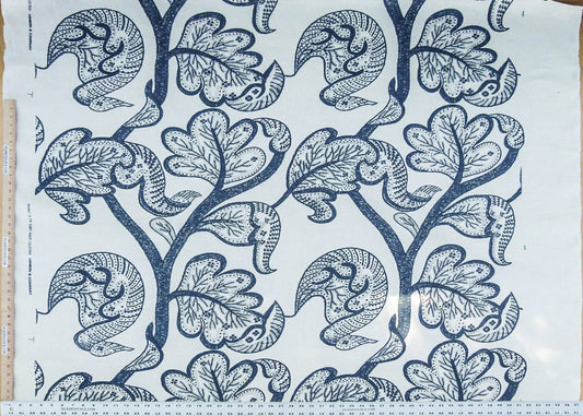 Scalamandre Russell Linen Petrol Blue Albert Hadley Linen Print Jacobean Tan Blue White MSRP USD 188