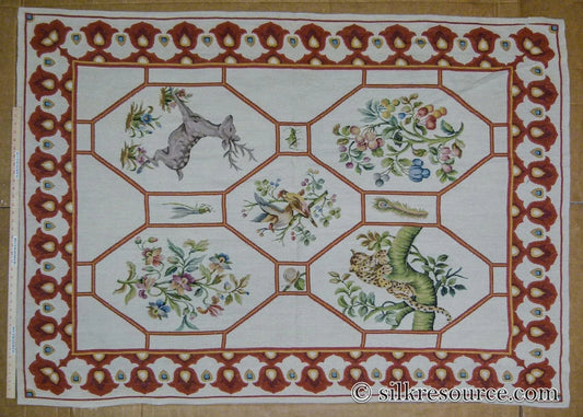 Stark Barentu Silver Diamond Barratta Collection Leopard Deer Bird Flora Zoology 100% Wool 4x5' MSRP USD 1150