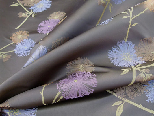 Stunner! 100% Silk Lampas Satin Mod Branch Tree "Mischief" Deep Brown