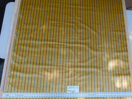 By Yard Lee Jofa Figaro Velvet Red and Blue Stripe On Gold Silky Heavy