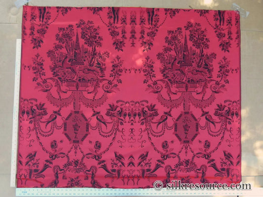 1.25y Scalamandre Louis XVI - Trevira Cs Red & Black Damask Historic Monticello MSRP USD 575