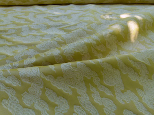 By Yd Gp & j Baker Clouds Gold Yellow Blend Chinoiserie Reversible Damask Cotton MSRP USD 148/y