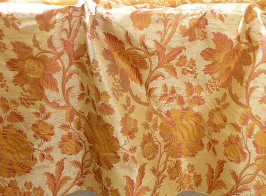 By Yd 100%silk Lampas Mythical Huge Tree Of Life Russet Orange Red Gold Beige MSRP USD 200+/Y 507 Russet